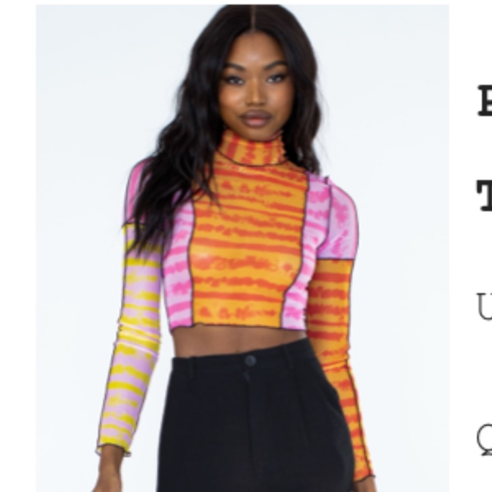 princes polly sheer pink and orange long sleeve